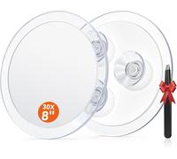 Auxmir Specchio Ingranditore 30X Alto con 3 Ventose, Specchio Trucco 20CM, Specchio Cosmetico Adatto per Trucco Precisa, Depilare Sopracciglia, Pinzare, Eliminare Punti Neri, Ideale per Casa e Viaggio