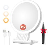 Auxmir Specchio Trucco con Luci LED Specchio Ingranditore 30X/1X a Doppio Lato
