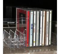 AUXPhome Scatola portaoggetti in acrilico trasparente per DVD/CD, vassoio per CD, può contenere fino a 14 custodie per CD per riporre e organizzare i supporti per piano di lavoro, cucina, bagno