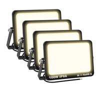 AUXTINGS 100W Faretto Led da Esterno,Faretti Led Esterno 9800LM,Bianco caldo 4000K Fredda Faro Impermeabile IP66 Interno per Giardino Garage parete Cortile Tetto,4 pezzi