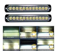 AUXTINGS 2 pezzi 12 LED Bianco stroboscopio di emergenza luci universale ultra sottile rischio lampeggiante laterale lato segnalato luce per 12V-24V auto veicolo camion rimorchio roulotte camper