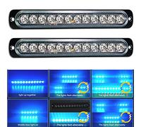 AUXTINGS 2 pezzi 12 LED blu stroboscopio di emergenza luci universale ultra sottile rischio lampeggiante laterale lato segnalato luce per 12V-24V auto veicolo camion rimorchio roulotte camper