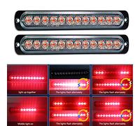 AUXTINGS 2 pezzi 12 LED rosso stroboscopio di emergenza luci universale ultra sottile rischio lampeggiante laterale lato segnalato luce per 12V-24V auto veicolo camion rimorchio roulotte camper