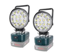 AUXTINGS 2 Pezzi 42W Lampada LED Ricaricabile per Bosch 18V, 4200LM Lampada Emergenza a Interruttore con Type C/USB Luce da Lavoro Faretto per Garage Campeggio Cantiere Pesca(Senza Batteria)