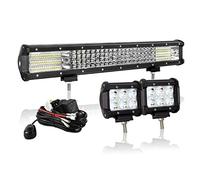 AUXTINGS 20 pollici 510 W Quad Fiw LED Light Light Bar Spot Flood Beam con kit di cablaggio + 4 pollici 18W Spot Spot Work Light per camion auto ATV SUV 4x4 JP Truck Tractor Boat, 12V 24V