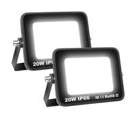 AUXTINGS 20W Faretto Led da Esterno,Faretti Led Esterno 2000LM,6000K Bianca Fredda Faro Impermeabile IP66 Esterno Interno per Giardino Garage parete Cortile Tetto,2 pezzi