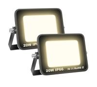 AUXTINGS 20W Faretto Led da Esterno,Faretti Led Esterno 2000LM,Bianco caldo 4000K Fredda Faro Impermeabile IP66 Interno per Giardino Garage parete Cortile Tetto,2 pezzi