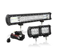 AUXTINGS 50 cm 288W 3 fila Barra LED Fuoristrada, 10 cm Barra Luce a Led Con 12V Cablaggio di Fascio Spot e Inondazione Fari LED Luci da Lavoro per Trattore Auto Camion Barca 4x4 ATV,impermeabile