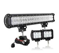 AUXTINGS 50cm 20 pollici 126W doppia filas LED Light Bar Spot Flood Beam con cablaggio Kit, 4 pollici18W Spot Work Light per camion auto ATV SUV 4x4 Trattore per barca, CC 12V 24V