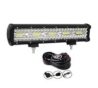 AUXTINGS Barra Luminosa Fuoristrada LED 38 cm 300W - Lavoro Pod Tripla Light Off Road Spot Flood Combo - Cubi Rocks Light + Kit Cablaggio per Camion, ATV, UTV, SUV, 12V 24V CC