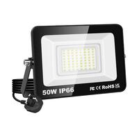 AUXTINGS Faretto LED da Esterno 50W con Spina, 5000LM Faro Led Esterno 6000K Bianca Freddo, IP66 Impermeabile Faretti LED Proiettore Esterni per Giardino Garage Cortile Piazza Terrazza Patio