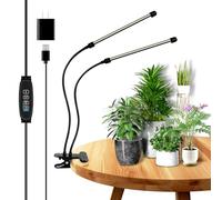AUXTINGS Lampada da pianta 40 LED Grow Lights di Crescita Spettro Completo Lampada Per Pianta 2 Heads Pianta Interna Con Timer 3/9/12H, 10 Luminosità, 3 Modalità Luce Crescita Pianta