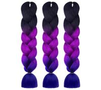 AUYAO Allungato Intrecciare, 3pcs Dreadlock Parrucca, Ombre Jumbo Trecce Jumbo Estensioni dei Capelli Resistenti ai Calore, Parrucca Rasta per Crochet Twist Intrecciare i Capelli Africane Extension