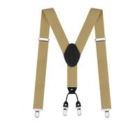 AUYAO Bretelle Uomo, Accessori Bretelle Lavoro, Bretella a Forma di Y con 4 Forte Clip, Registrabili Bretelle Uomo Donna, Bretelle Eleganti Bretelle Pantaloni per Camicie Abiti Feste Affari(Cammello)