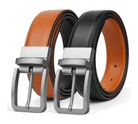 AUYAO Cintura Pelle Uomo Casual per Jeans e Abiti, Reversibile per Occasioni Aziendali e Formali, Elegante per Lavoro Vestito (110cm)
