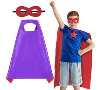 AUYAO Costume da Eroe per Bambini Set Completo con Mantello e Maschera - 2 Pezzi Vestito Supereroe Bambino per Carnevale Halloween Feste Cosplay - Supereroi Giocattoli Mantello per 3-12 Anni