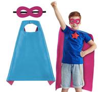 AUYAO Costume da Eroe per Bambini Set Completo con Mantello e Maschera - 2 Pezzi Vestito Supereroe Bambino per Carnevale Halloween Feste Cosplay - Supereroi Giocattoli Mantello per 3-12 Anni