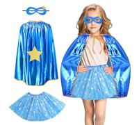 AUYAO Costume da Eroe per Bambini Set Completo con Mantello e Maschera - 3 Pezzi Vestito Supereroe Bambino per Carnevale/Halloween/Feste/Cosplay