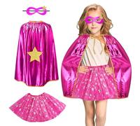 AUYAO Costume da Eroe per Bambini Set Completo con Mantello Gonna e Maschera 3 Pezzi Vestito Supereroe Bambino per Carnevale Halloween Feste Cosplay Supereroi Giocattoli Mantello per 3-12 Anni