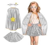 AUYAO Costume da Eroe per Bambini Set Completo con Mantello Gonna e Maschera 3 Pezzi Vestito Supereroe Bambino per Carnevale Halloween Feste Cosplay Supereroi Giocattoli Mantello per 3-12 Anni