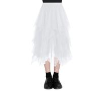 AUYAO Donna Gonna Tulle Irregolare A-Line Midi Elastica Strati, Elegante Casual Vintage per Balletto, Carnaval, Natale, Party, Prom