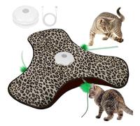 AUYAO Giocattolo per Gatti, Elettrico Giochi per Gatti in Casa con 3 Modalità, Gioco con Nascondino per Gatto, Gioco Interattivo per Domestici Piume Nascoste, Ricarica USB(Stampa Leopardata)