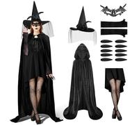 AUYAO Halloween Set di Mantelli, Mantello con Cappuccio da Vampiro per Adulti Bambini, 6 Pezzi Unisex Lungo Mantello Costume per Adulti Bambini, per Festa Carnevale Masquerade, 100/150 CM