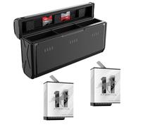 AuyKoo Batteria e Caricabatterie per Go pro Hero 11/10/ 9, 1750 mAh 3 Slot, 2 Schede di Memoria TF, Enduro Batterie Ricaricabili per Go pro Hero 11 Black, Go pro Hero 10, Go pro Hero 9