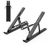 Auyuiiy Supporto pieghevole per computer portatile, in alluminio, regolabile in altezza, ventilato, per MacBook Pro/Air, HP, Sony, Dell, tutti i computer portatili da 10 a 15,6 pollici, nero