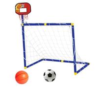 AUYXSSZ Combinazione di canestro da basket e porta da calcio 2 in 1 che ispira i bambini a crescere attraverso le attività sportive, rendendolo comodo da