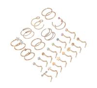 AUYXSSZ Set di 32 orecchini a bottone con zirconi cubici, eleganti orecchini a bottone forma di L, da indossare tutti i giorni, con vite forma di L, color