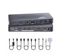 AV Access 8K KVM Switch Docking station per 1 computer portatile e 1 desktop, 8 K a 60 Hz, doppio monitor, alta frequenza di aggiornamento, carica 100 W, 1 G Ethernet, dockstation 11 in 1, ideale per