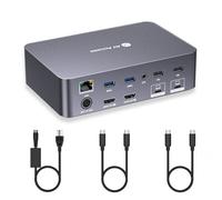 AV Access Docking Station KVM Switch 2 Monitor 2 Laptops, 4K KVM Dual Monitor, 2 porte USB-C MST, 60W PD for Each PC, 1G Ethernet, EDID Emulazione, 2K@144Hz,1080P@240Hz, Ideale per Home Office
