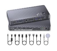 AV Access KVM Switch Docking Station per MacBook Desktop PC, USB C KVM Switch 2 Monitor 2 Computer, 4K Dual HDMI Displays, Plug&Play, Ethernet, 100W Power Delivery, EDID Emulazione
