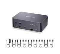 AV ACCESS Switch KVM 3 Monitor 2 Computer 8K@60Hz, con 6 Cavi DP, DisplayPort 2.0, Ethernet 1G, USB 3.0, Docking Station Triplo Monitor, 4K@165/144Hz, 2K@144Hz per Dell HP, iDock D23 (Solo desktop)
