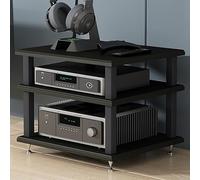 AV Component Entertainment Stand con rack portatile multimediale stereo Tower Player Shelf Cabinet - Struttura in metallo in acciaio al carbonio per piccoli spazi (nero, altezza 15 cm)