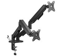 AV:Link - Braccio per monitor a molla a gas con hub USB, supporto da scrivania regolabile per schermi da 17 a 32 pollici, compatibile con VESA, morsetto o anello di tenuta, cavo
