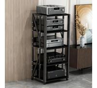 AV Media Stand Cabinet Regolabile Audio Rack con Ruote FloorStanding Entertainment Center per componenti stereo Contiene lettore DVD, console di gioco, TV Box e altro ancora.
