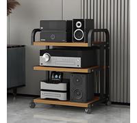 AV Media Stand, Mensola angolare, Open Storage Audio Rack, Moderno Hifi Stereo Cabinet, Supporto multimediale con ruote, Torre audio-video multi-livello