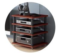 AV Shelf4 Ripiani HiFi Audio Cabinet Multi Strato Pavimento Armadio Casa Scaffale AV Ripiano Giradischi Stand Entertainment Media Unit Marrone 40 * 35 * 42 cm