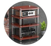 AV Shelf4 Tier HiFi Audio Cabinet con supporto per giradischi, supporto in MDF con piedini ammortizzanti, mensola amplificatore di potenza, armadio per apparecchiature marrone Dimensioni: 60 x 48 x 76