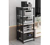 AV ShelfMedia Stand Audio Rack Torre Robusto Audio Rack Stand Torre con Ripiani in Altezza Rack Audio Da Pavimento con Ruote Universali Facile da Montare per Riunioni Living Gaming Registrazione Ro