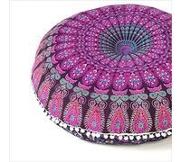 AVA Collections 22 pollici/55 cm rotondo mandala copertura per cuscino da pavimento cuscino per meditazione divano posti a sedere tiro hippie rotondo colorato decorativo bohémien boho chic cuccia per