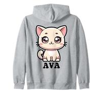 AVA Cute Kitty Cat Design per Ragazze Nome AVA Felpa con Cappuccio