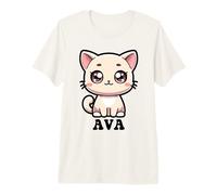 AVA Cute Kitty Cat Design per Ragazze Nome AVA Maglietta Premium