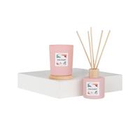 AVA & MAY Bahamas Home Fragrance Set - Set vegano con bastoncini profumati e candela profumata - 1 diffusore e 1 candela con olio profumato di cocco di alta qualità, monoi e vaniglia