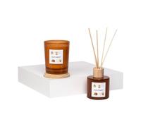 AVA & MAY Barcelona Home Fragrance Set - Set vegano con bastoncini profumati e candela profumata - 1 diffusore e 1 candela con olio profumato di lampone, gelsomino e canditi di alta qualità