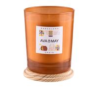 AVA & MAY Barcelona Candela profumata (180 g) - Candela vegana di cera di soia con 40 ore di durata - con olio profumato di lampone, gelsomino e canditi di alta qualità