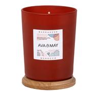 AVA & MAY Marrakesh Candela profumata (180 g) - Vasetto di vetro con candela al sandalo, mandorla e cannella - Candele fatte a mano con sensazione di avventura