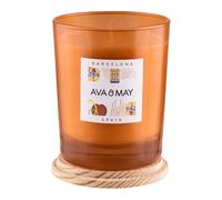 AVA & MAY Barcelona Candela profumata (180 g) - Candela vegana di cera di soia con 40 ore di durata - con olio profumato di lampone, gelsomino e canditi di alta qualità